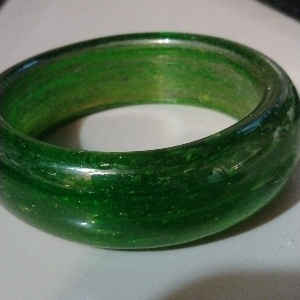 Vintage depression glass bracelet dark green (sku 7105)